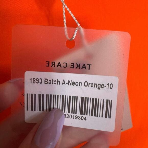 Oh Polly NWT Outsider Bodycon Mini Dress Long Sleeve Cut Out Neon Orange Size 6 - Picture 10 of 14